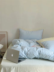 Blue & Cream Color Block Bedding Set