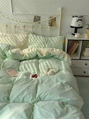 Pastel Green Gingham Duvet Cover Set