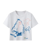 White Landscape Sketch Graphic T-Shirt