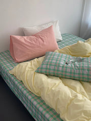Pink & Mint Green Plaid Duvet Cover Set