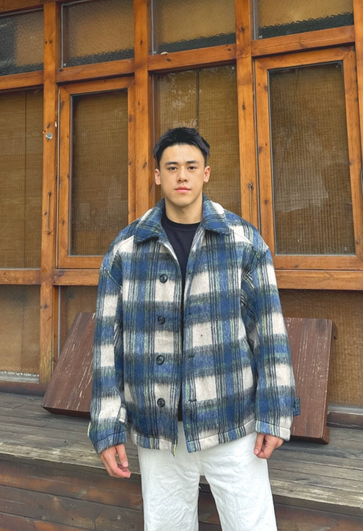 Blue Plaid Soft Wool Jacket