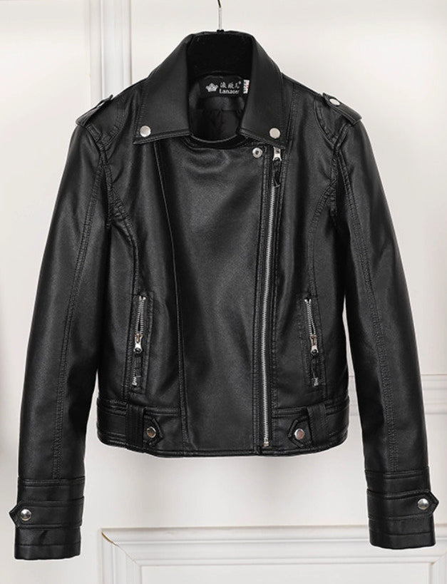Black Biker Style Leather Jacket