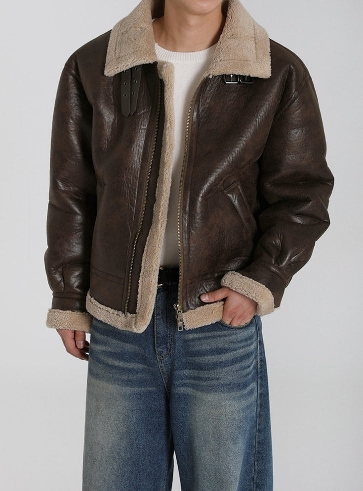 PU Leather Padded Jacket
