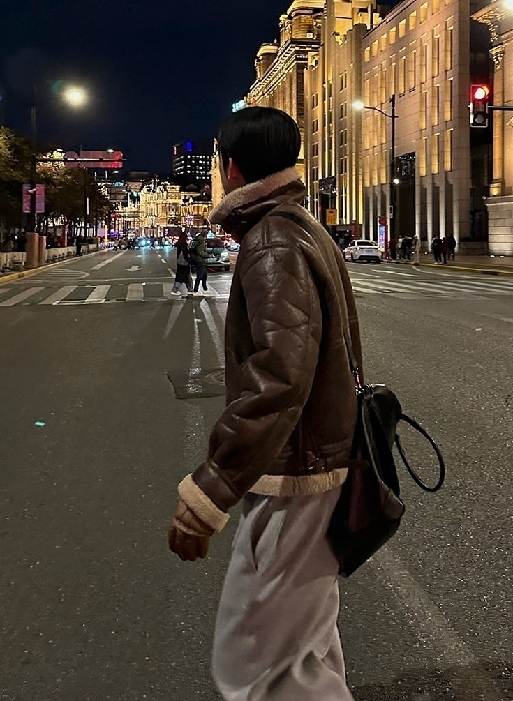 PU Leather Padded Jacket