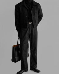 Retro Style Workwear Buttoned Short Jacket