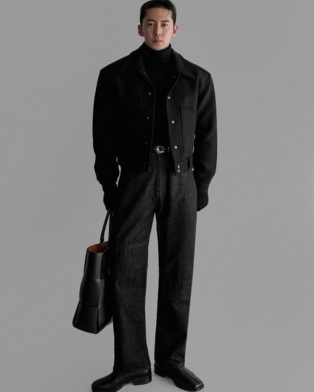 Retro Style Workwear Buttoned Short Jacket