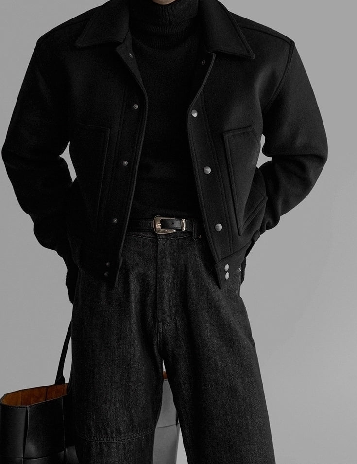 Retro Style Workwear Buttoned Short Jacket