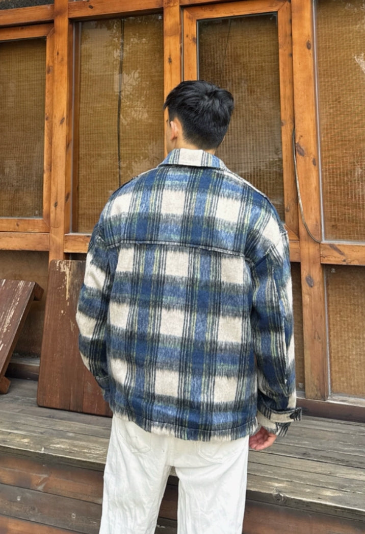 Blue Plaid Soft Wool Jacket