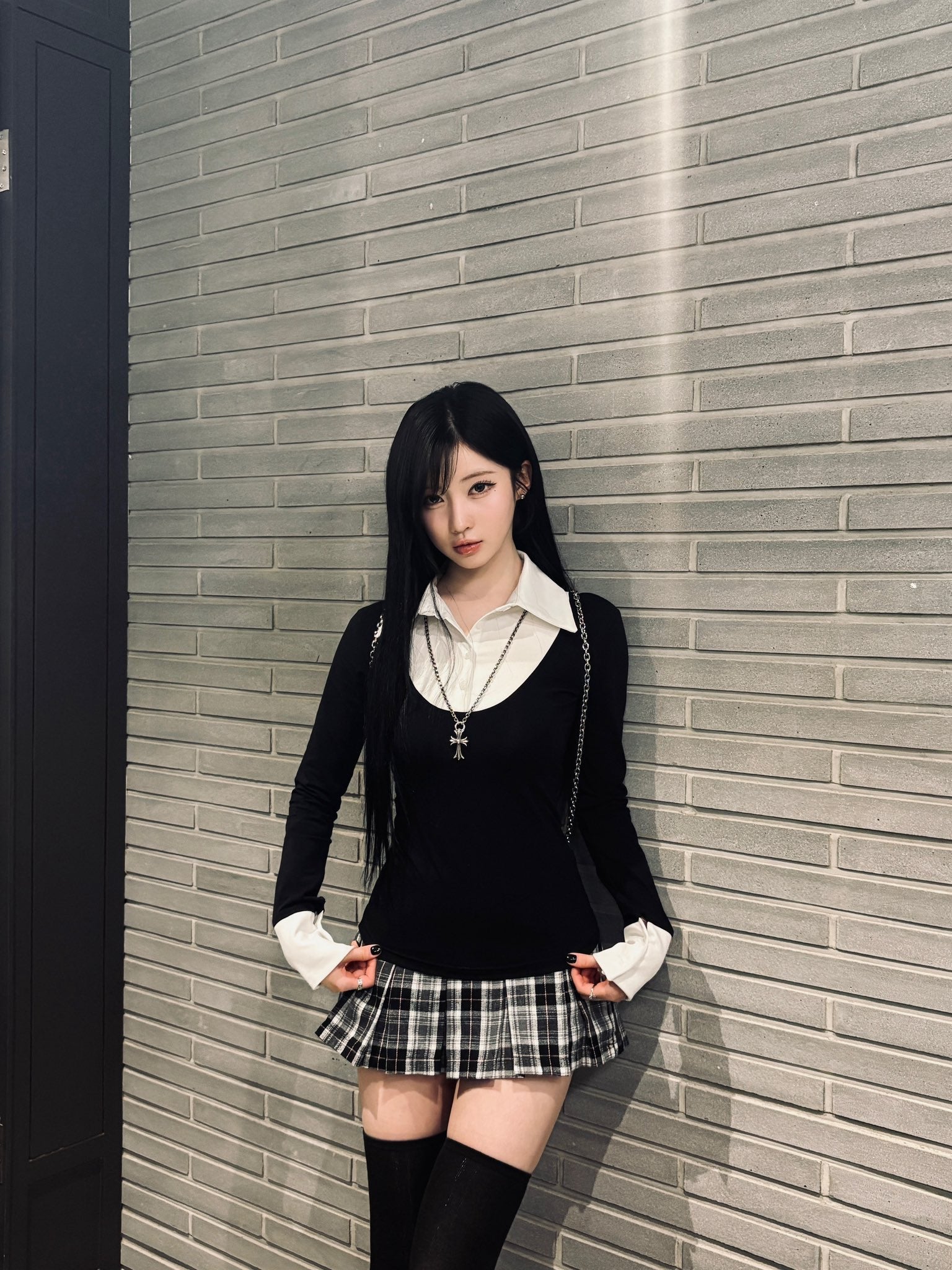 Grey A-Line Pleated Mini Skirt