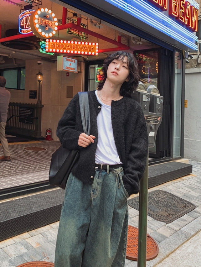 Black Loose Fit Faux Cardigan