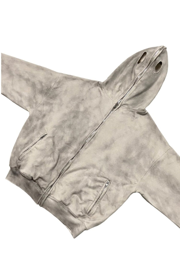 Grey Washed Zip Hoodie