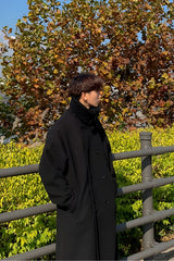 Black High Neck Buttoned Winter Coat
