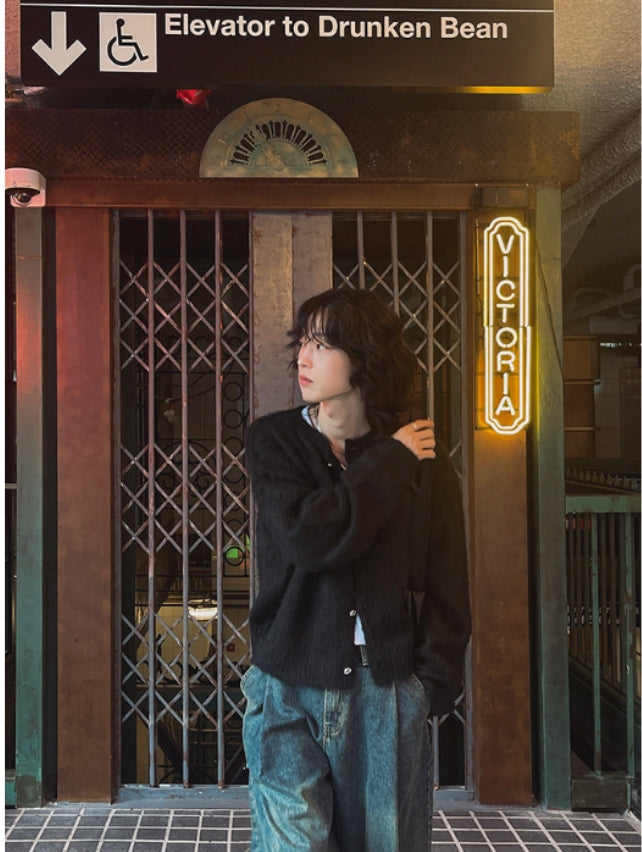 Black Loose Fit Faux Cardigan