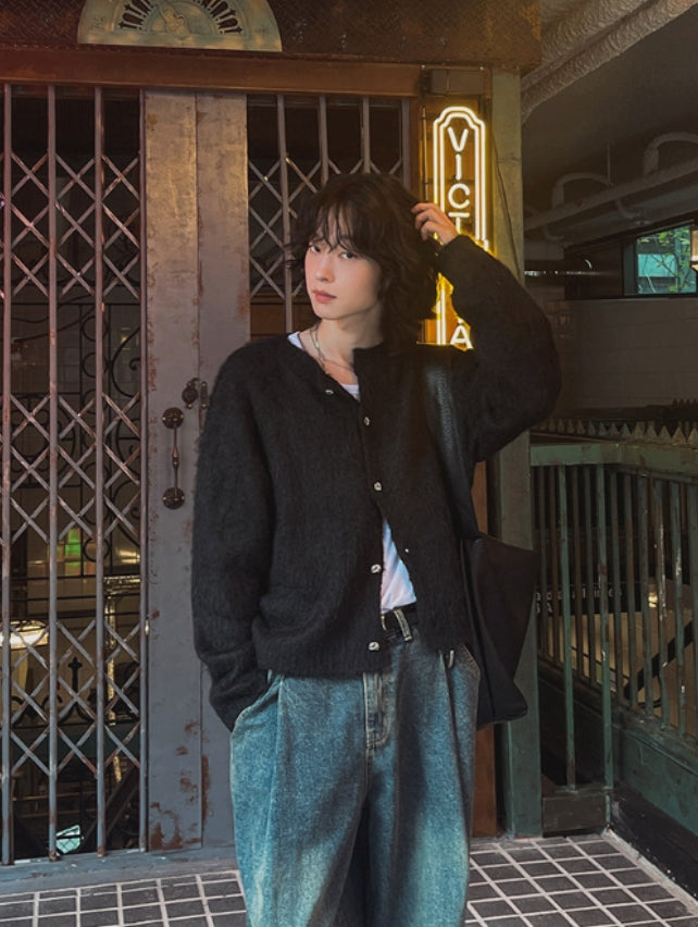 Black Loose Fit Faux Cardigan