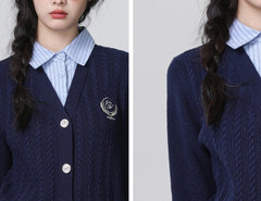 Academy Style Knit Sweater With Polo Collar