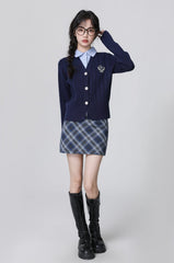 Academy Style Knit Sweater With Polo Collar