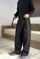 Adjustable Waist Korean Style Relaxed Dress Trousers