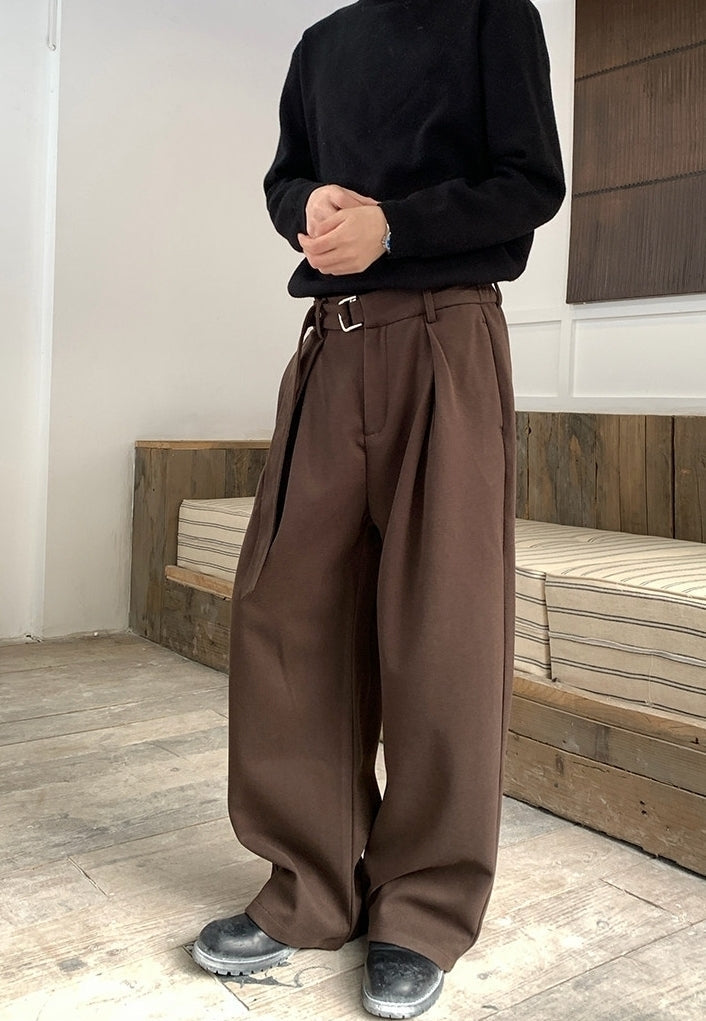 Adjustable Waist Korean Style Relaxed Dress Trousers