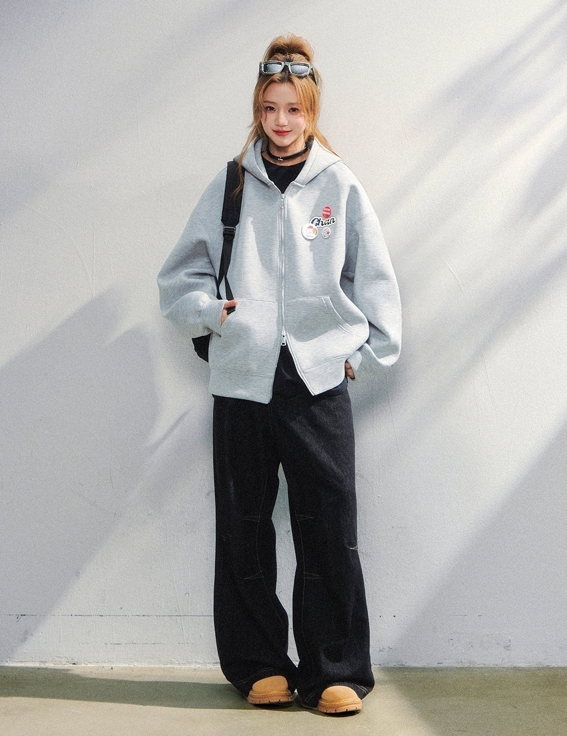 Air Layer Hoodie Badge Design Zip Up Jacket
