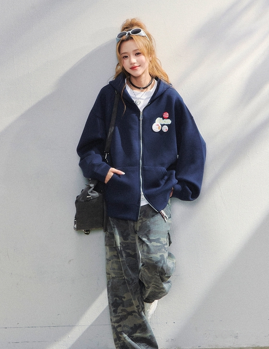 Air Layer Hoodie Badge Design Zip Up Jacket