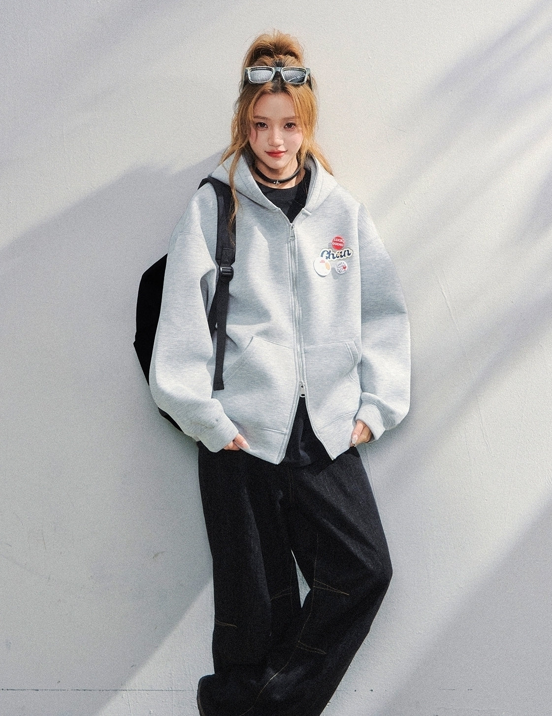 Air Layer Hoodie Badge Design Zip Up Jacket