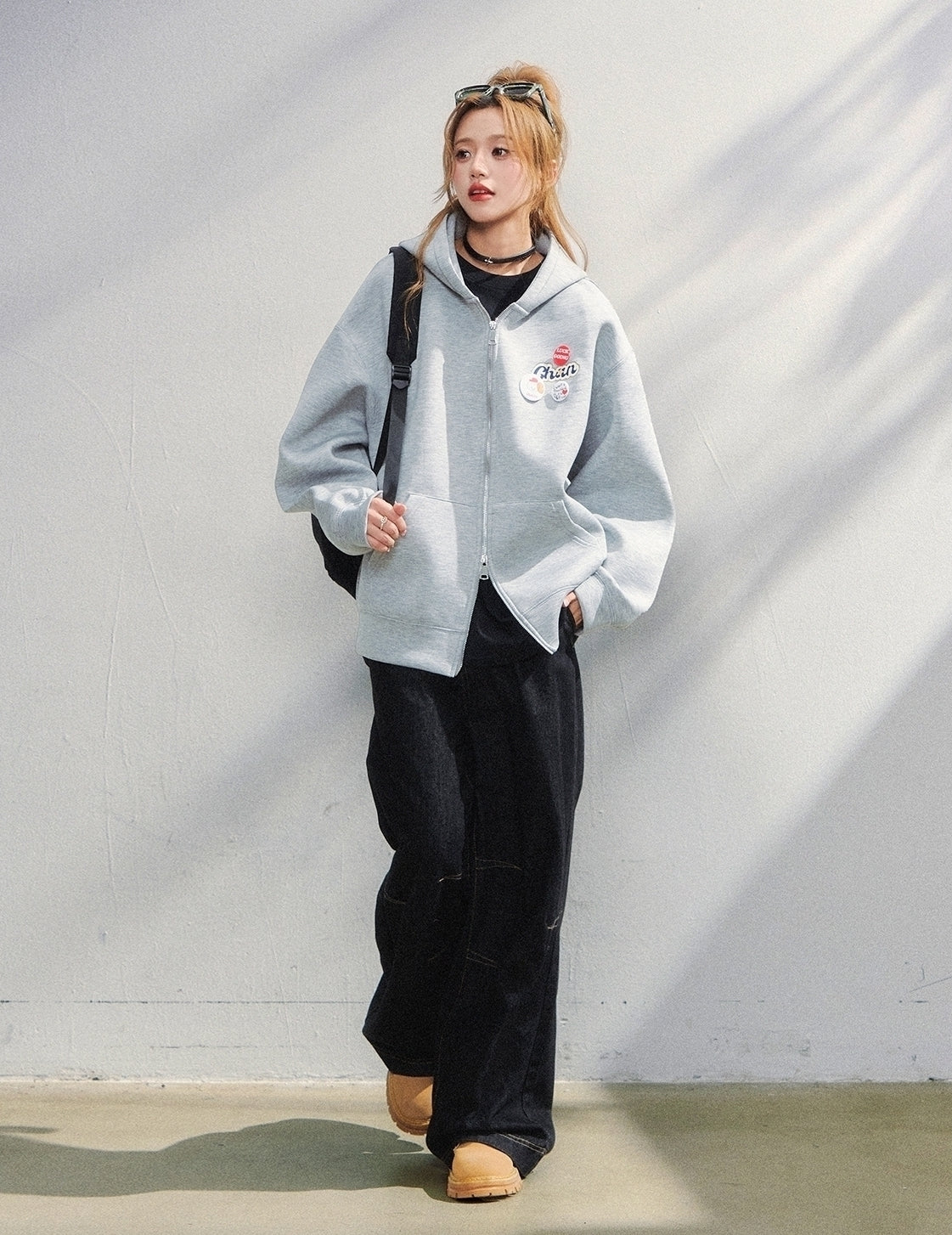 Air Layer Hoodie Badge Design Zip Up Jacket