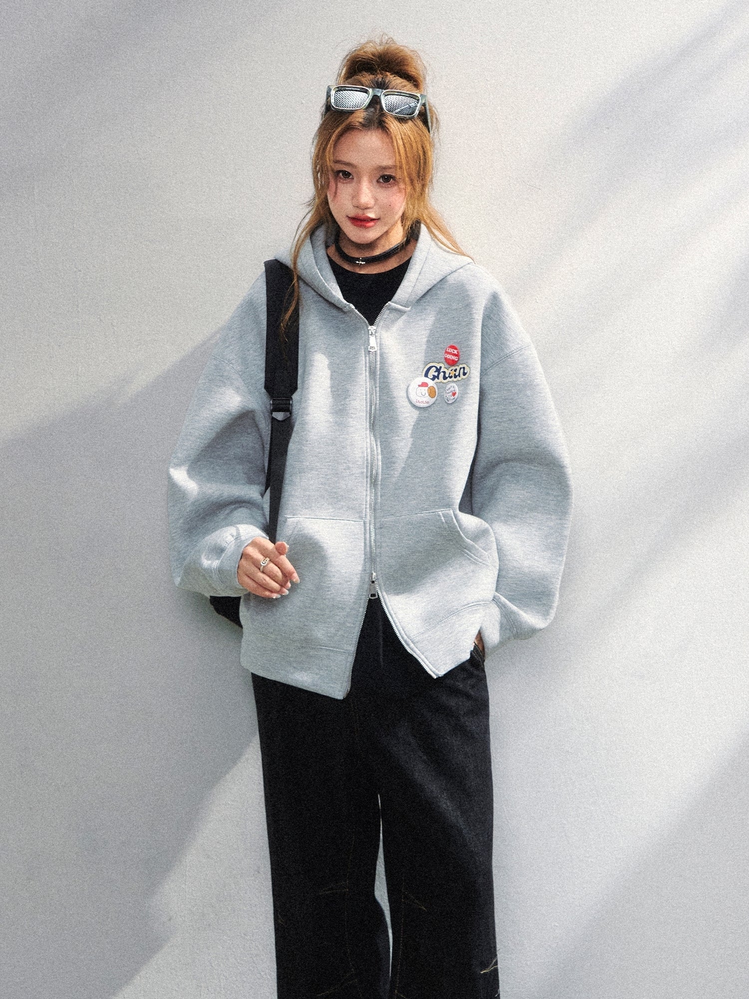 Air Layer Hoodie Badge Design Zip Up Jacket