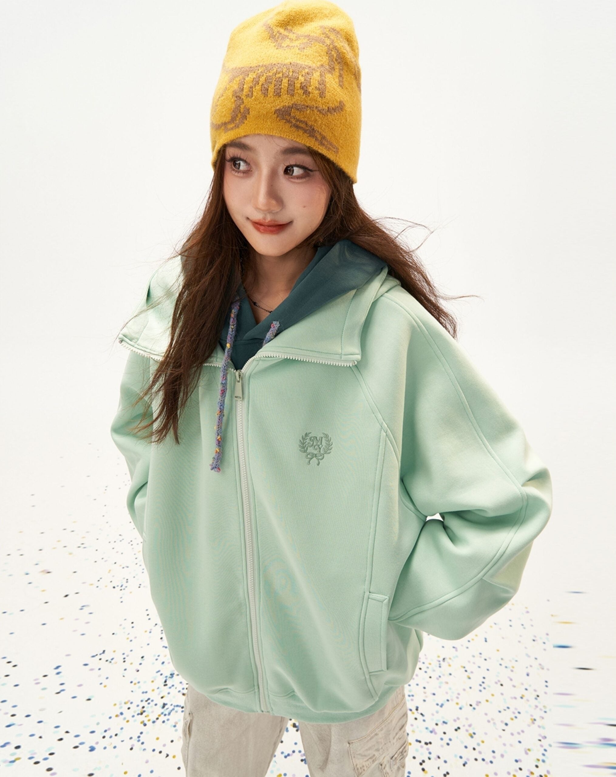 Airy Oversized Zip Up Sweatshirt Jacket