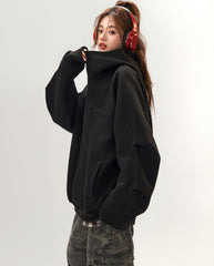 Airy Oversized Zip Up Sweatshirt Jacket
