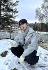 Deconstructed Puffer Jacket Warm Short Winter Coat