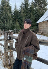 Deconstructed Puffer Jacket Warm Short Winter Coat