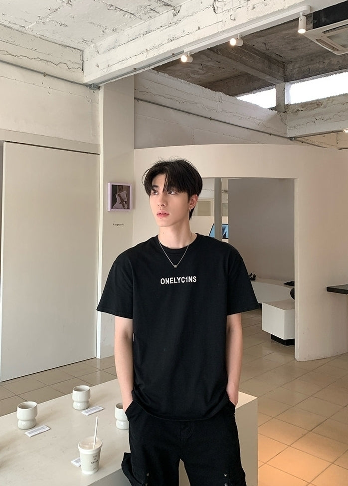 Street Style Letter Print Crewneck Short Sleeve T Shirt