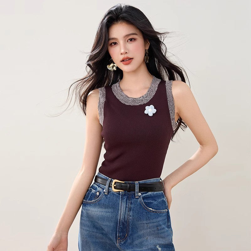 American Style Gradient Sleeveless Slim Fit Tank Top