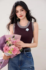 American Style Gradient Sleeveless Slim Fit Tank Top
