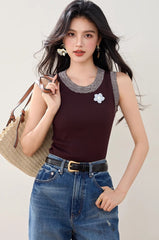 American Style Gradient Sleeveless Slim Fit Tank Top