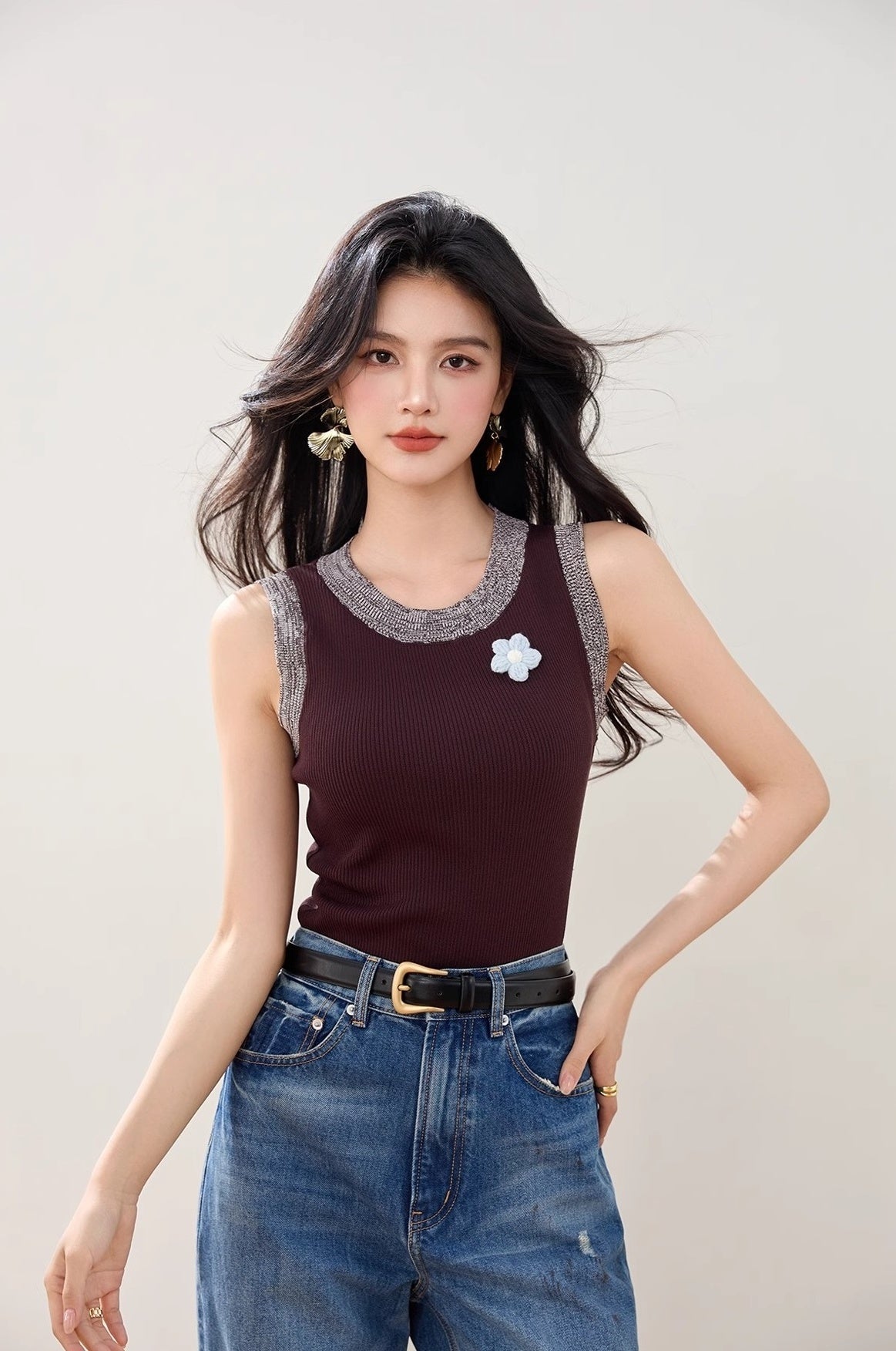 American Style Gradient Sleeveless Slim Fit Tank Top