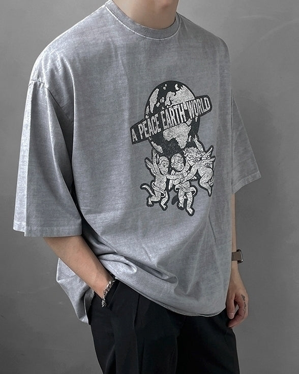 Angel Print Crew Neck T-Shirt