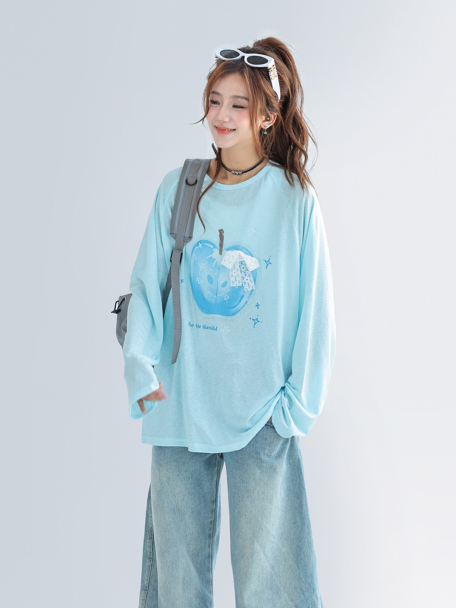 Apple Print Lyocell Lace Sun Protection Top