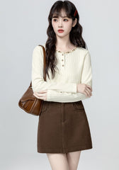 Apricot Crewneck Long Sleeve Layering Base Top