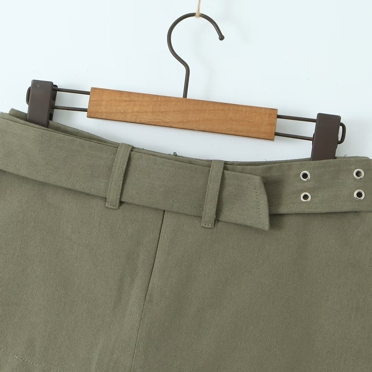 Army Green Belted Skirt