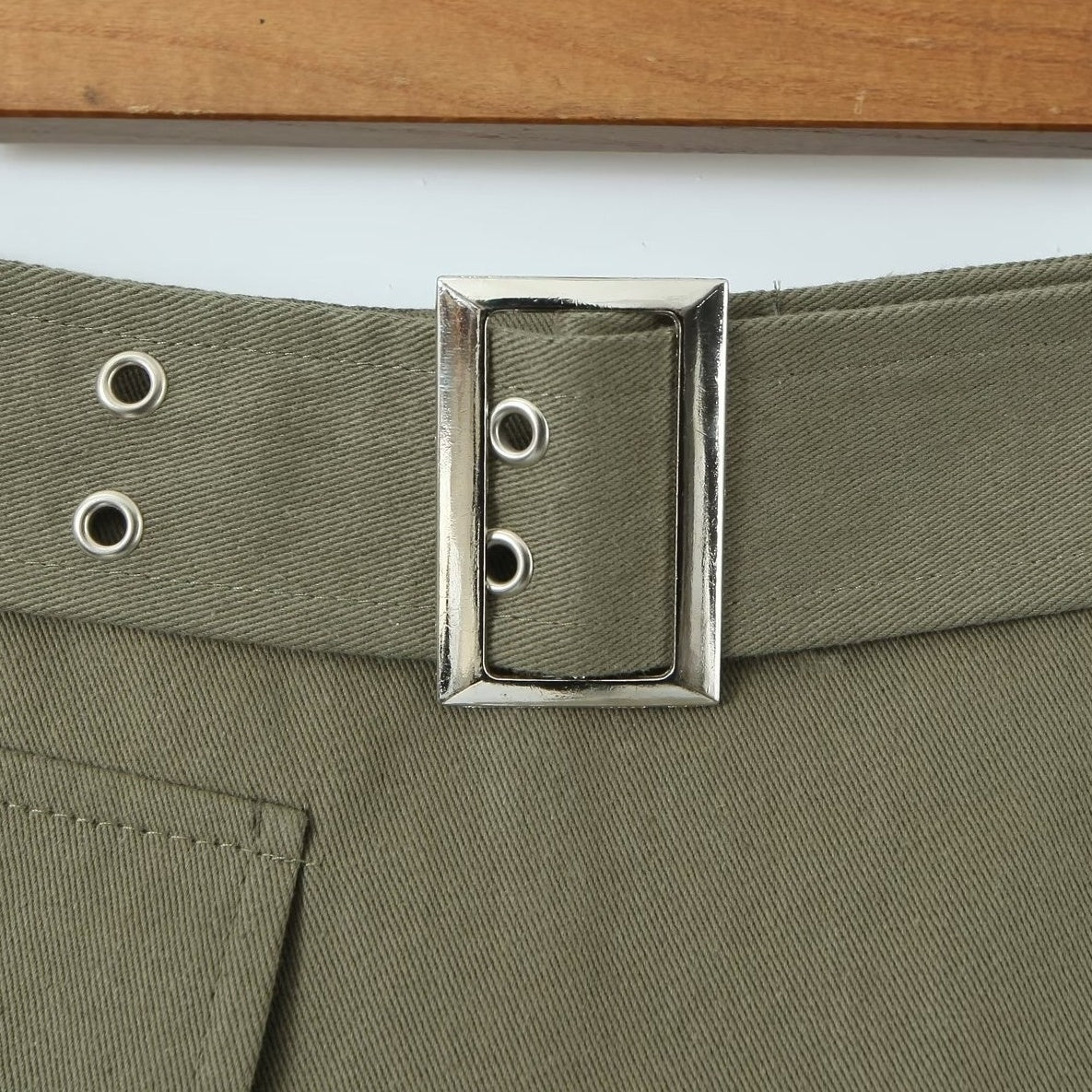 Army Green Belted Skirt