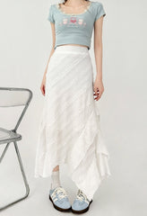 Asymmetrical White Flowy Mermaid Skirt Summer