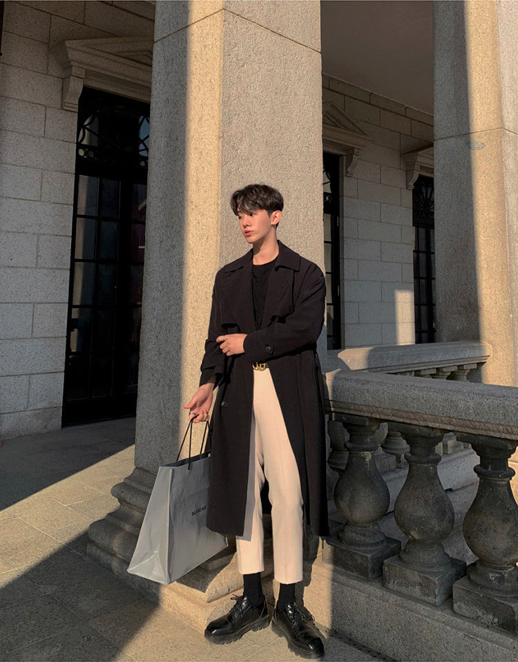 Autumn Korean Style Double Breasted Long Trench Coat