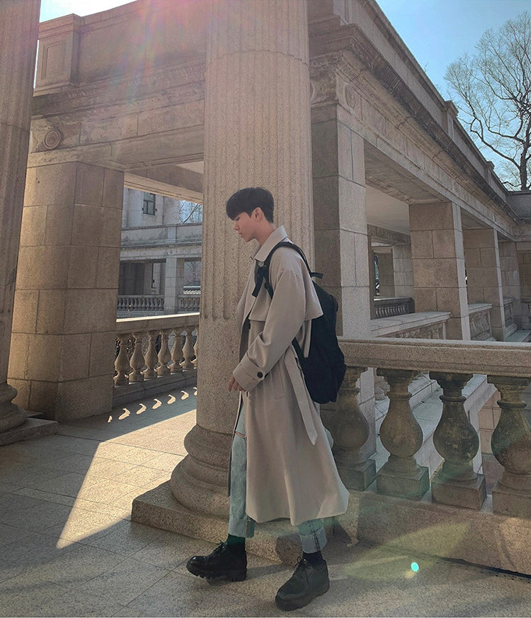 Autumn Korean Style Double Breasted Long Trench Coat