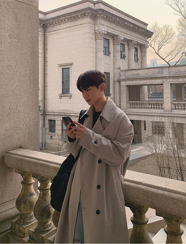 Autumn Korean Style Double Breasted Long Trench Coat