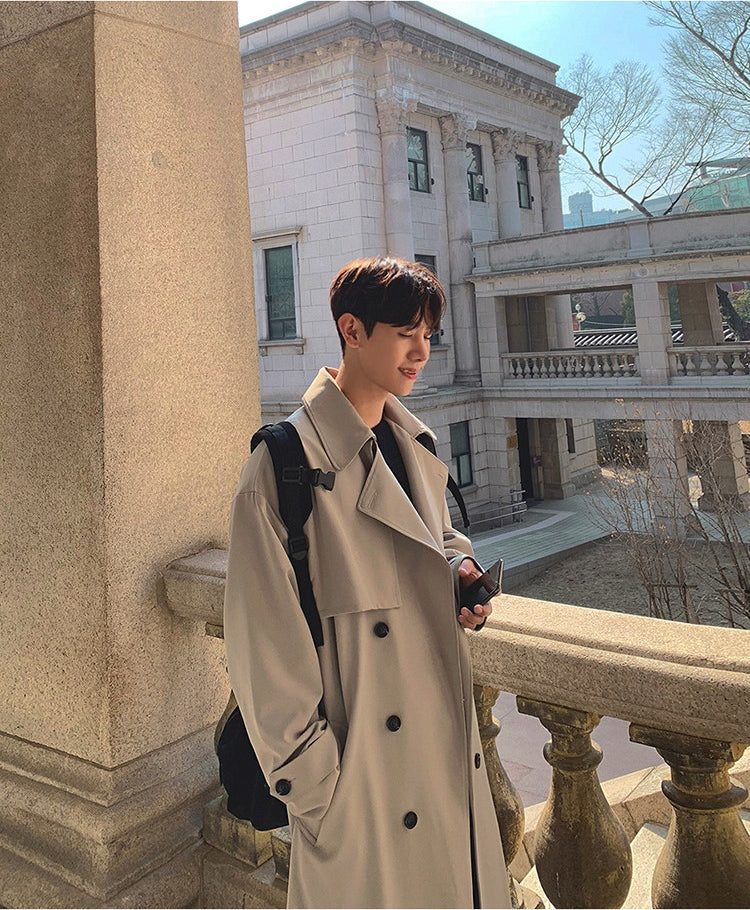 Autumn Korean Style Double Breasted Long Trench Coat