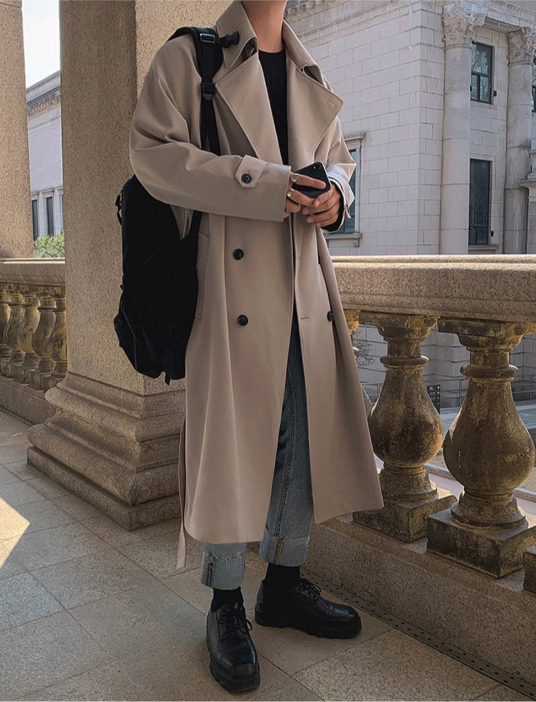 Autumn Korean Style Double Breasted Long Trench Coat