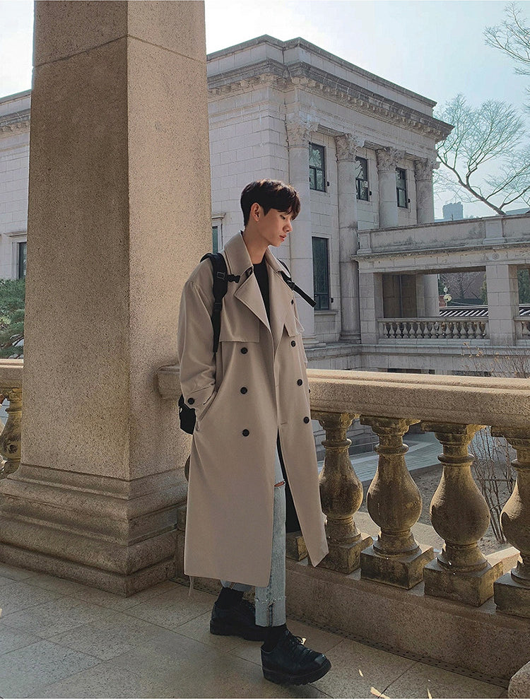 Autumn Korean Style Double Breasted Long Trench Coat