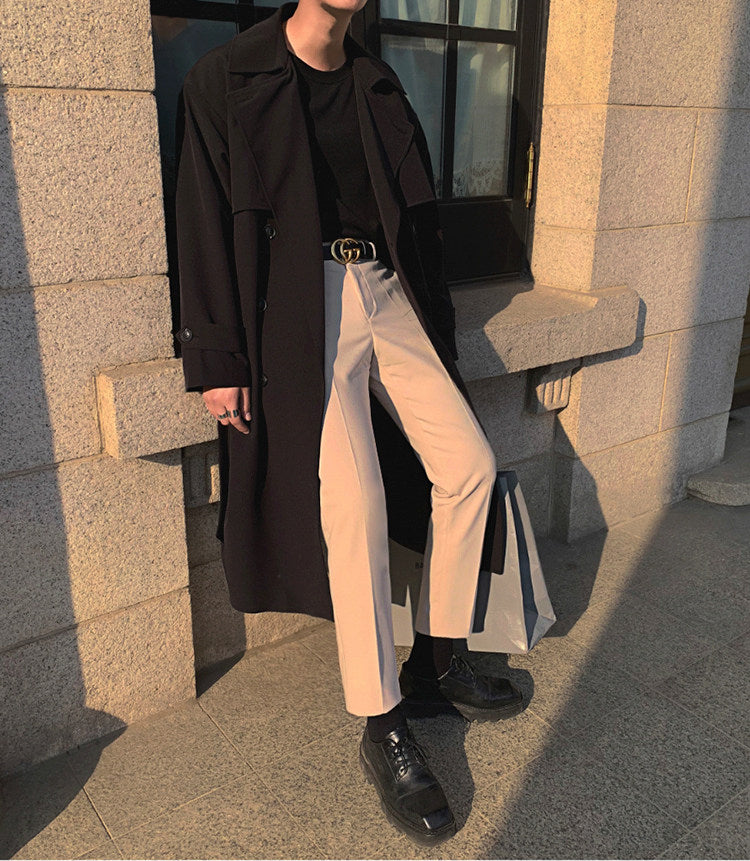 Autumn Korean Style Double Breasted Long Trench Coat
