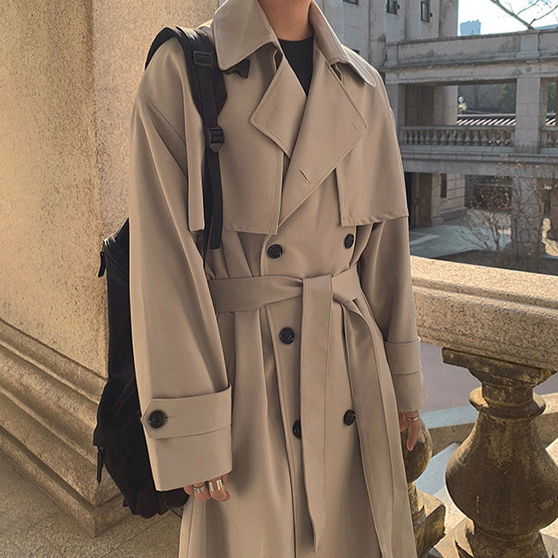 Autumn Korean Style Double Breasted Long Trench Coat